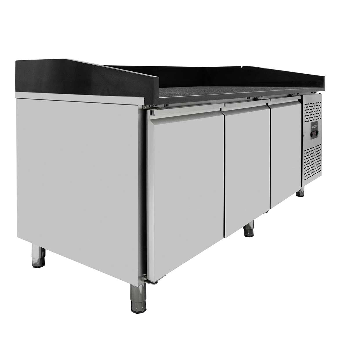 EASYLINE Pizzakühltisch 800 / 3-türig "schwarz" inkl. Kühlaufsatz GN1/4