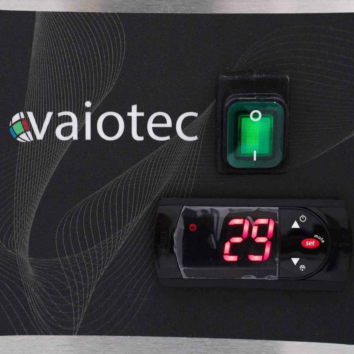 VaioTec Kühlgerät mit digitaler Anzeige und grünem Ein/Aus-Schalter
