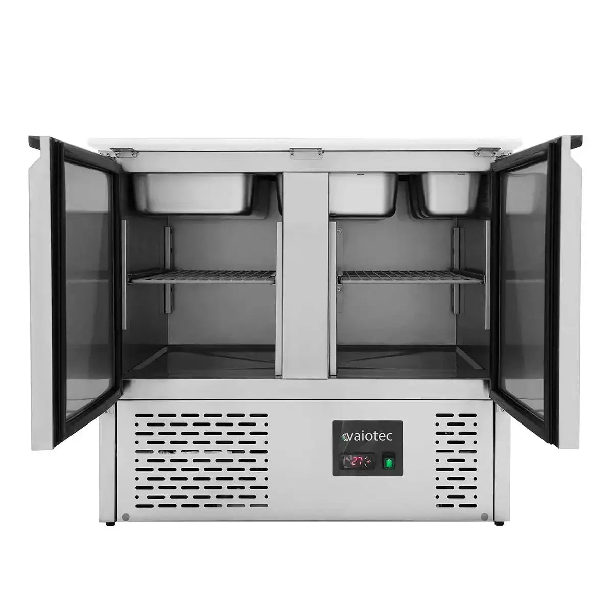 Vaiotec Gastronorm-Kühlschrank mit 2 Türen, Edelstahl, GN-Behältern & Digitalanzeige für Profi-Gastronomie