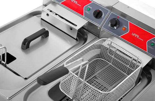 Elektro Fritteuse 2x10 Liter - 700x650x410/550 mm - 2x9 kW - Gastro-Bedarf24 GmbH