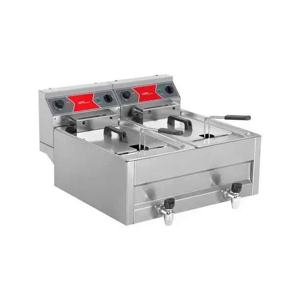 Elektro Fritteuse 2x10 Liter - 700x650x410/550 mm - 2x9 kW - Gastro-Bedarf24 GmbH