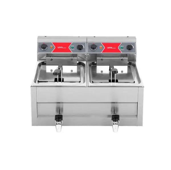 Elektro Fritteuse 2x10 Liter - 700x650x410/550 mm - 2x9 kW - Gastro-Bedarf24 GmbH