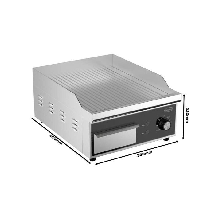 Elektro-Grillplatte - Gerillt - 360x450x220 mm - 2 kW - Gastro-Bedarf24 GmbH