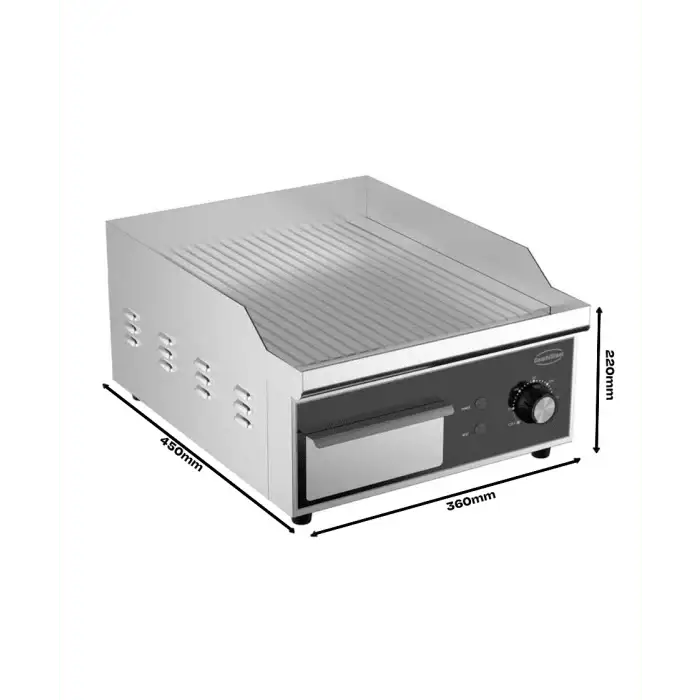 Elektro-Grillplatte - Gerillt - 360x450x220 mm - 2 kW - Gastro-Bedarf24 GmbH