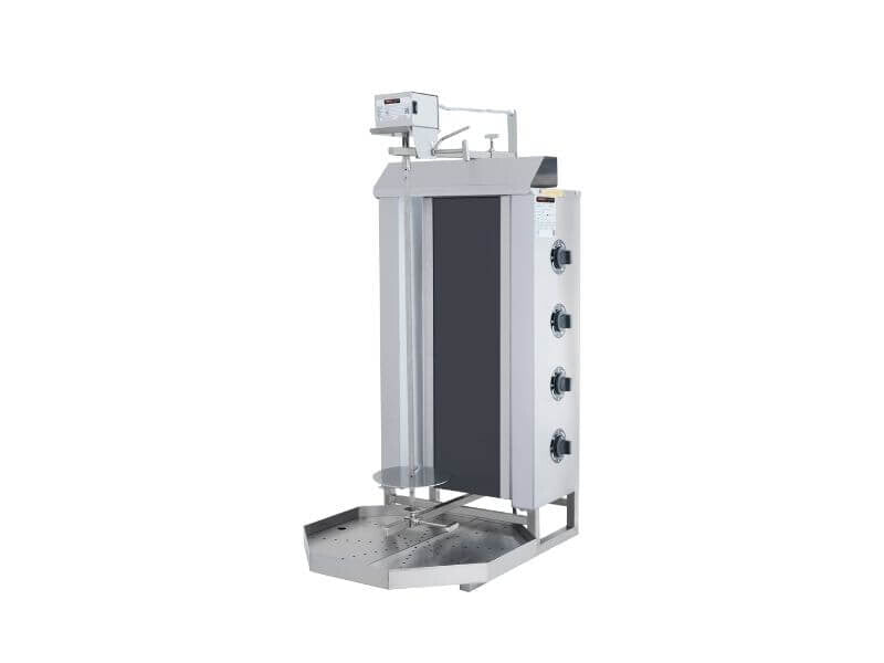 Elektro Gyrosgrill / Dönergrill mit Motor oben / 4 Brenner / max. 50 kg / inkl. Flügeltüren - Gastro-Bedarf24 GmbH