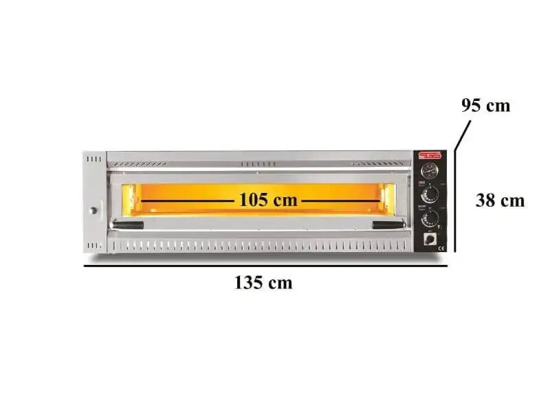 Elektro Profi Pizzaofen / 6x34 cm (Breit) / Vollschamott / PO 10570/T
