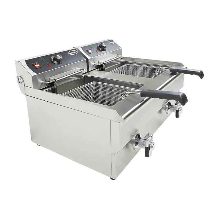 Elektro Tischfritteuse 2x10 Liter - 690x560x380 mm - 10 kW - Gastro-Bedarf24 GmbH
