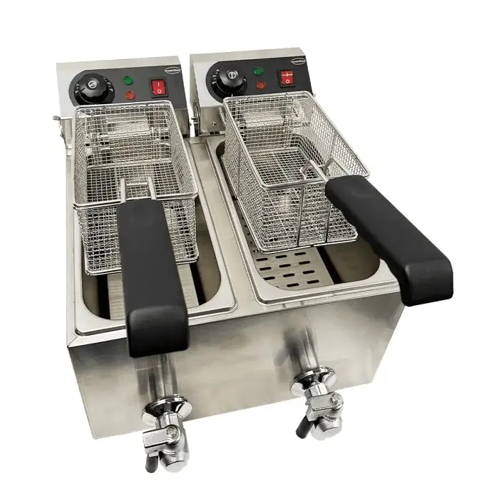 Elektro Tischfritteuse 2x4 Liter - 390x540x330 mm - 4 kw - Gastro-Bedarf24 GmbH