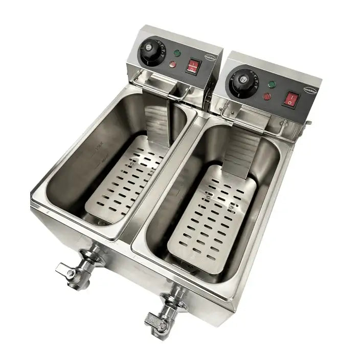 Elektro Tischfritteuse 2x4 Liter - 390x540x330 mm - 4 kw - Gastro-Bedarf24 GmbH