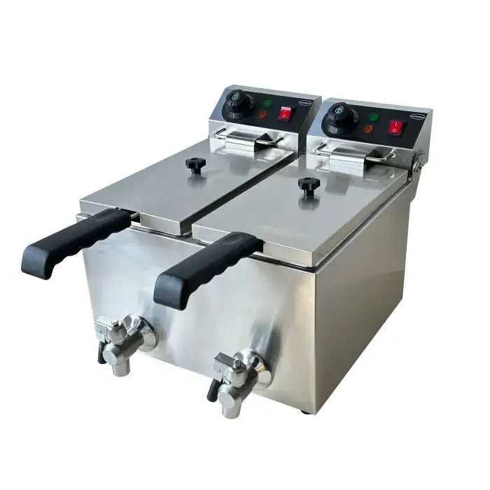 Elektro Tischfritteuse 2x4 Liter - 390x540x330 mm - 4 kw - Gastro-Bedarf24 GmbH