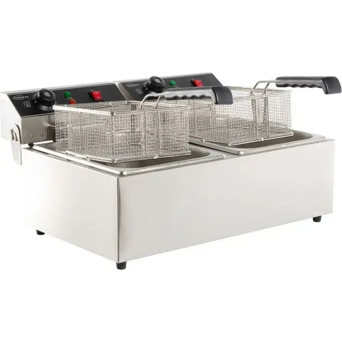 Elektro Tischfritteuse - 2x6 Liter - 590x440x290 mm - 6,6 kW - Gastro-Bedarf24 GmbH
