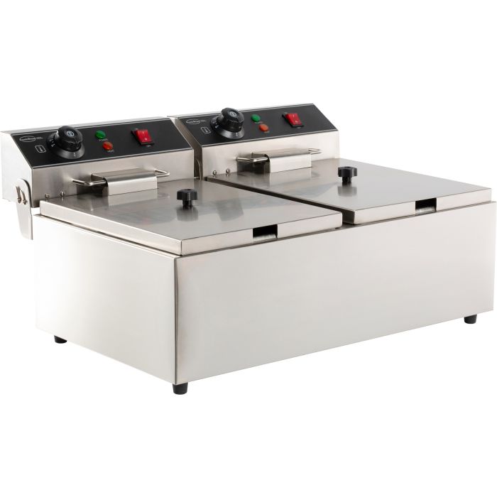 Elektro Tischfritteuse - 2x6 Liter - 590x440x290 mm - 6,6 kW - Gastro-Bedarf24 GmbH