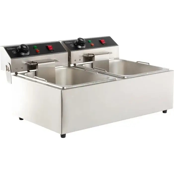Elektro Tischfritteuse - 2x6 Liter - 590x440x290 mm - 6,6 kW - Gastro-Bedarf24 GmbH