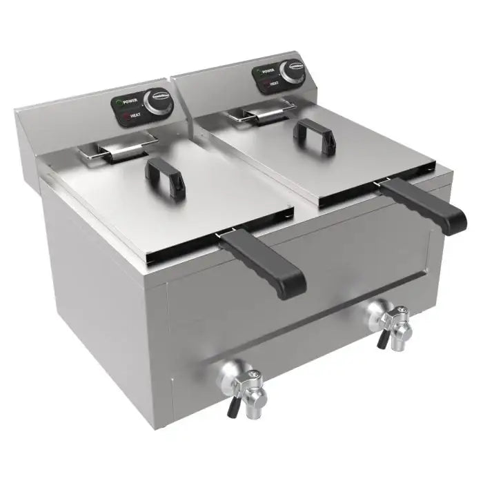 Elektro Tischfritteuse - 2x8 Liter - 620x545x405 mm - 6 kW - Gastro-Bedarf24 GmbH