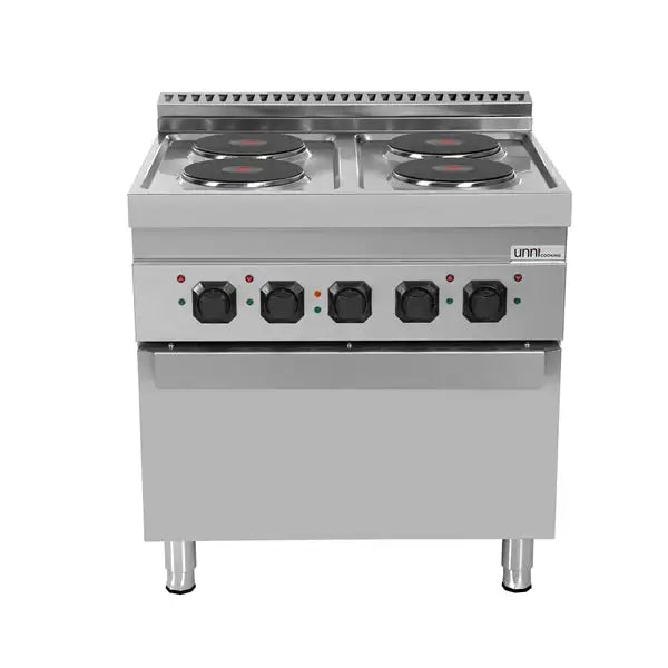 Elektroherd mit 4 Kochfelder und Elektrobackofen - 800x700x850/900 mm - 10,4 kW - Gastro-Bedarf24 GmbH