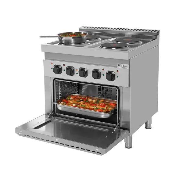 Elektroherd mit 4 Kochfelder und Elektrobackofen - 800x700x850/900 mm - 10,4 kW - Gastro-Bedarf24 GmbH