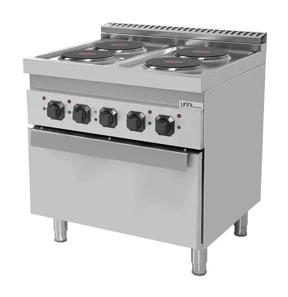 Elektroherd mit 4 Kochfelder und Elektrobackofen - 800x700x850/900 mm - 10,4 kW - Gastro-Bedarf24 GmbH