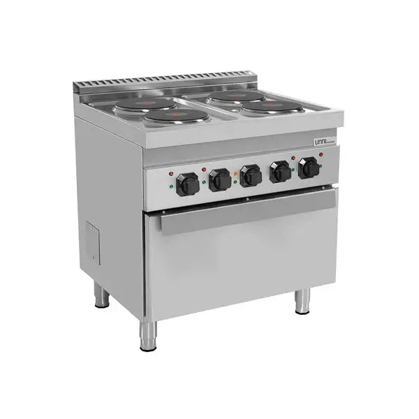 Elektroherd mit 4 Kochfelder und Elektrobackofen - 800x700x850/900 mm - 10,4 kW - Gastro-Bedarf24 GmbH