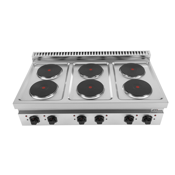 Elektroherd mit 6 Kochfelder - 1200x700x300/350 mm - 15,6 kW - Gastro-Bedarf24 GmbH