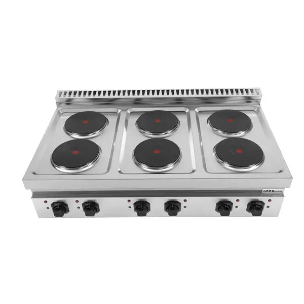 Elektroherd mit 6 Kochfelder - 1200x700x300/350 mm - 15,6 kW - Gastro-Bedarf24 GmbH