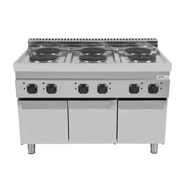 Elektroherd mit 6 Kochfelder und 3 Türen - 1200x700x850/900 mm - 15,6 kW - Gastro-Bedarf24 GmbH
