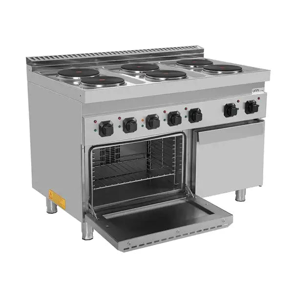 Elektroherd mit 6 Kochfelder und Elektrobackofen - 1200x700x850/900 mm - 19,4 kW - Gastro-Bedarf24 GmbH