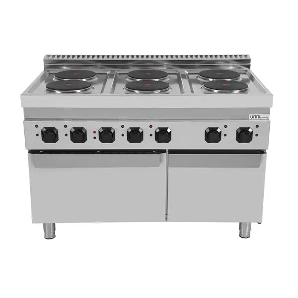 Elektroherd mit 6 Kochfelder und Elektrobackofen - 1200x700x850/900 mm - 19,4 kW - Gastro-Bedarf24 GmbH