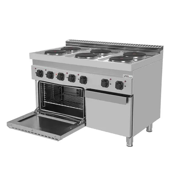 Elektroherd mit 6 Kochfelder und Elektrobackofen - 1200x700x850/900 mm - 19,4 kW - Gastro-Bedarf24 GmbH