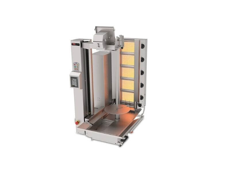 Gas Döner Roboter mit Motor unten / 5 Brenner Gas Gyrosroboter / max. 120 kg - Gastro-Bedarf24 GmbH