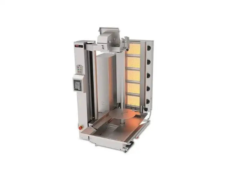 Gas Döner Roboter mit Motor unten / 5 Brenner Gas Gyrosroboter / max. 120 kg - Gastro-Bedarf24 GmbH
