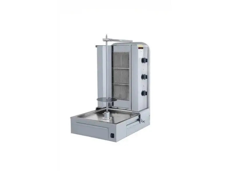 Gas Dönergrill mit Motor unten / Gyrosgrill 3 Brenner / max. 40 kg / inkl. Flügeltüren - Gastro-Bedarf24 GmbH