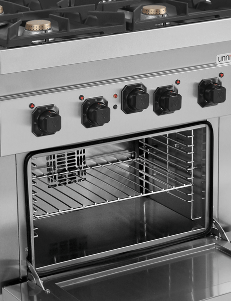 Gasherd mit 4 Kochfelder und Elektrobackofen - 800x700x950/900 mm - 28 kW - Gastro-Bedarf24 GmbH