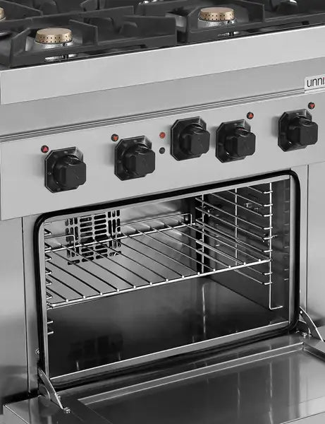 Gasherd mit 4 Kochfelder und Elektrobackofen - 800x700x950/900 mm - 28 kW - Gastro-Bedarf24 GmbH