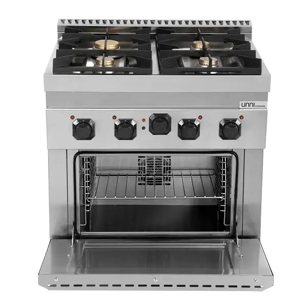 Gasherd mit 4 Kochfelder und Elektrobackofen - 800x700x950/900 mm - 28 kW - Gastro-Bedarf24 GmbH