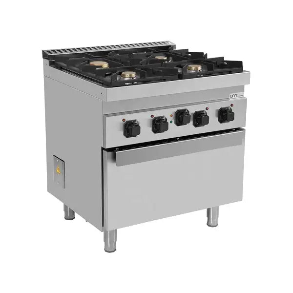 Gasherd mit 4 Kochfelder und Elektrobackofen - 800x700x950/900 mm - 28 kW - Gastro-Bedarf24 GmbH