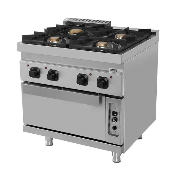 Gasherd mit 4 Kochfelder und Gasbackofen - 800x700x850/900 mm - 35 kW - Gastro-Bedarf24 GmbH