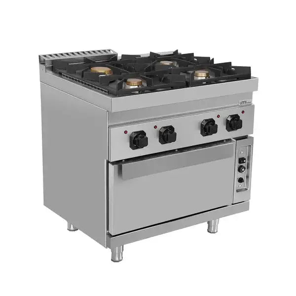 Gasherd mit 4 Kochfelder und Gasbackofen - 800x700x850/900 mm - 35 kW - Gastro-Bedarf24 GmbH