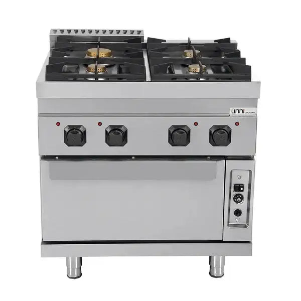 Gasherd mit 4 Kochfelder und Gasbackofen - 800x700x850/900 mm - 35 kW - Gastro-Bedarf24 GmbH