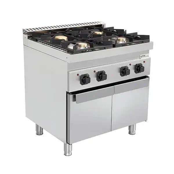 Gasherd mit Türen - 800x700x850/900 mm – 28 kW – 4 Kochstellen - Gastro-Bedarf24 GmbH