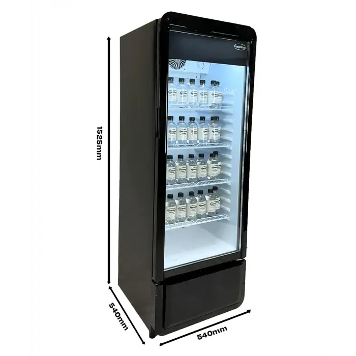 Getränkekühlschrank 1 Tür - 240 Liter - Schwarz - 540x560x1525 mm - Gastro-Bedarf24 GmbH