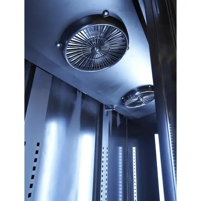 Getränkekühlschrank mit 3 Türen - Schwarz - 1200 Liter - 1600x600x2100 mm - inkl. Räder und Türheizung - Gastro-Bedarf24 GmbH