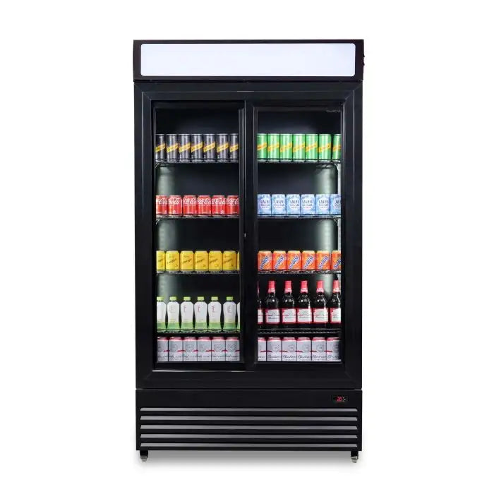 Getränkekühlschrank mit Glasschiebetüren - 780 Liter - 1120x595x2100 mm - inkl. Räder - Gastro-Bedarf24 GmbH