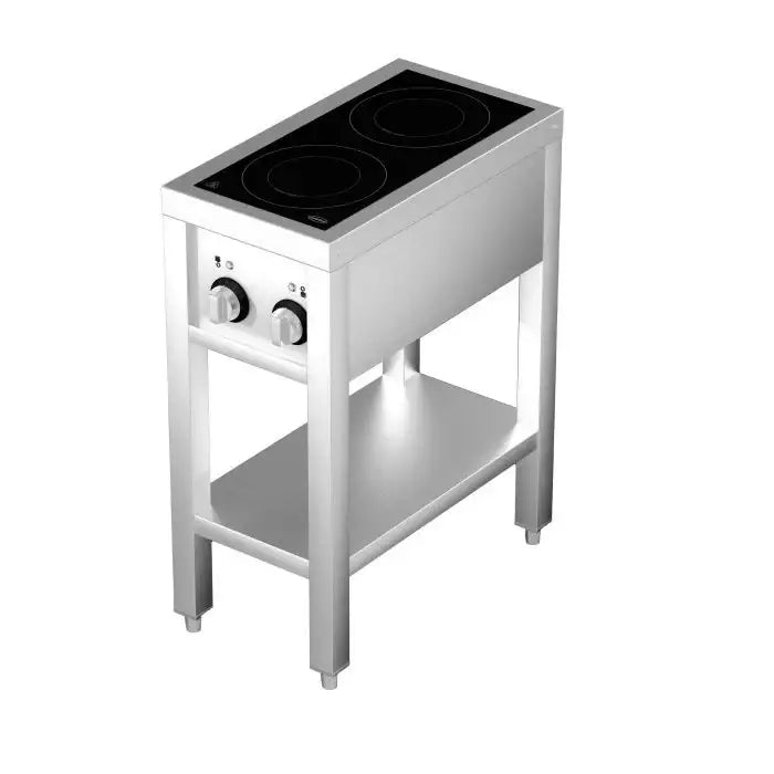 Induktionsherd mit 2 Zonen mit offenem Unterbau - 355x655x875 mm - 7 kW - Gastro-Bedarf24 GmbH