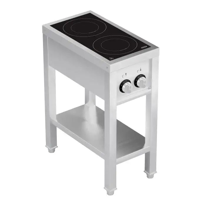 Induktionsherd mit 2 Zonen mit offenem Unterbau - 355x655x875 mm - 7 kW - Gastro-Bedarf24 GmbH