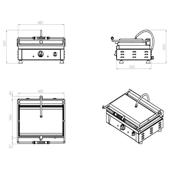 Kontaktgrill - Gerillt - 510x500x300 mm - 3 kW - Gastro-Bedarf24 GmbH