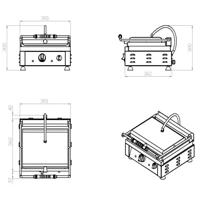 Kontaktgrill - Glatt - 410x500x300 mm - 2,5 kW - Gastro-Bedarf24 GmbH