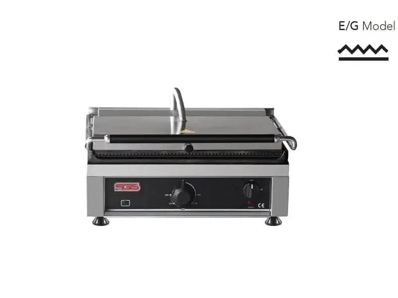 Kontaktgrill / Oben Gerillt / Unten Glatt / 2,5 kW / Tischgrill / Paninimaker - Gastro-Bedarf24 GmbH