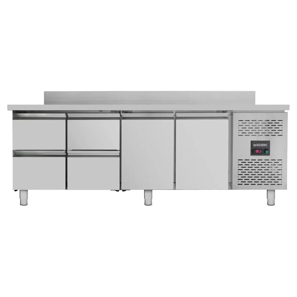 Kühltisch / 2 Türen & 4 Schubladen inkl. Aufkantung - Monoblock, 2230 x 700 mm - Gastro-Bedarf24 GmbH