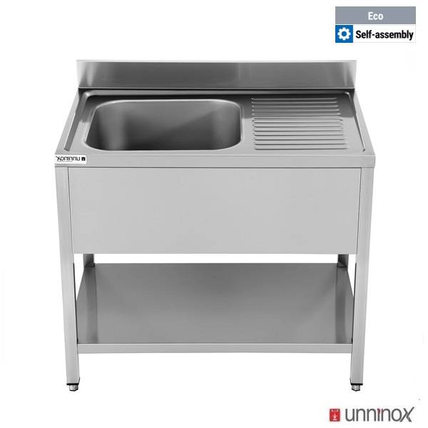 Çevre dostu evye ünitesi / Solda 1 hazne + süzgeç, 1400 x 700 mm