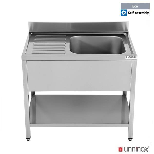 ECO Spültisch / 1 Becken rechts + Abtropffläche , 1400 x 700 mm